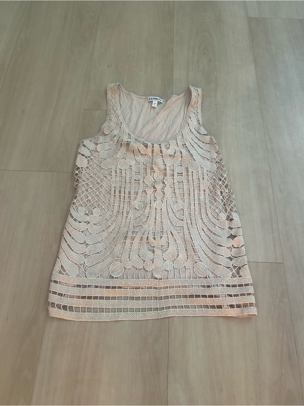 Tan sleeveless top with lace